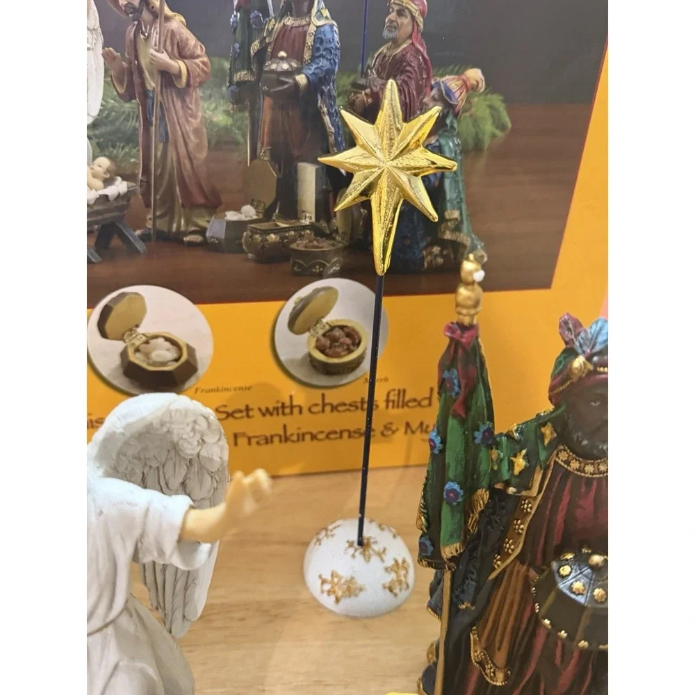 Real Life Christmas Nativity Scene 14 Pc Three‎ Kings Gifts 7 Inch Figures w/box